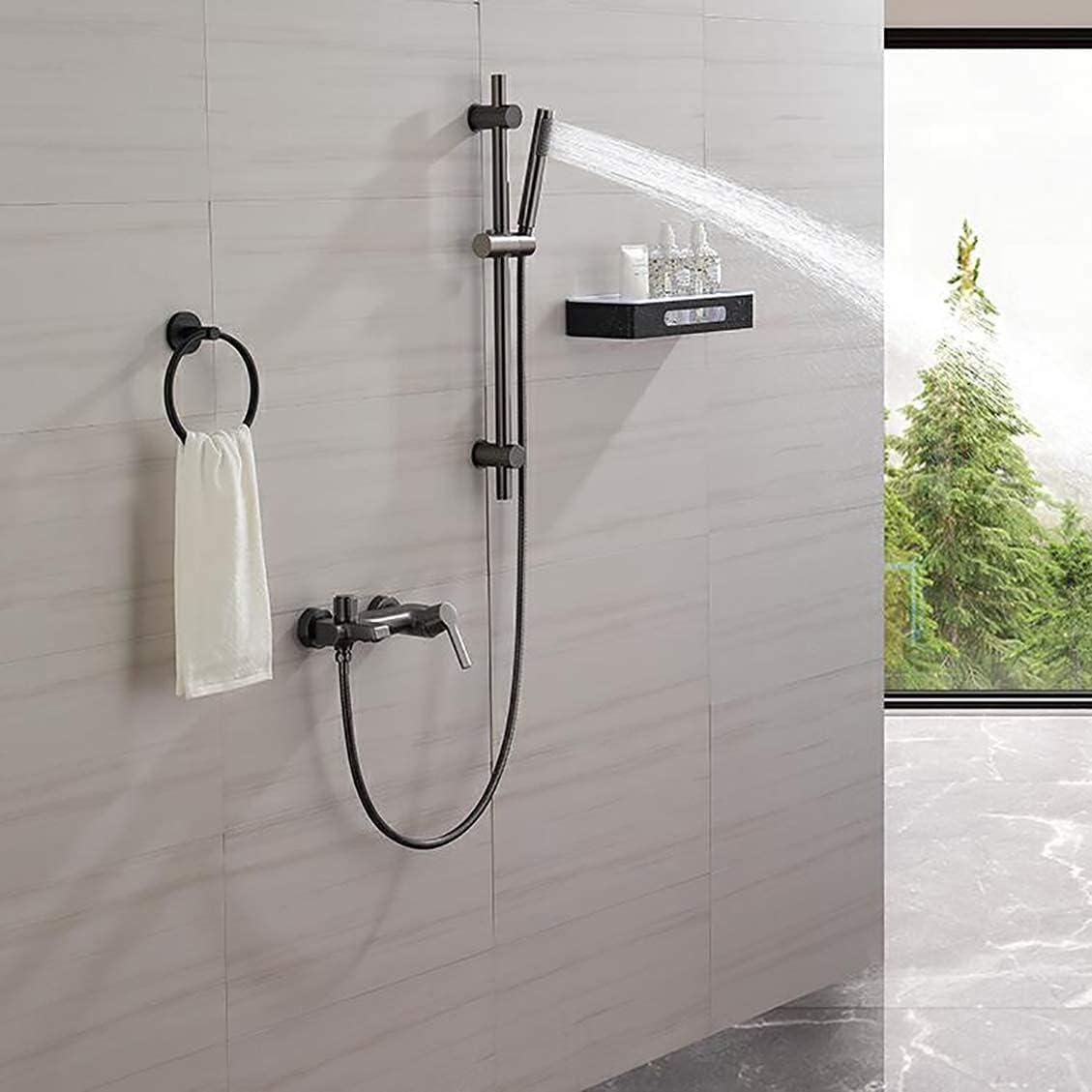 壁掛け真鍮シングルハンドル温水および冷水シャワータップセット